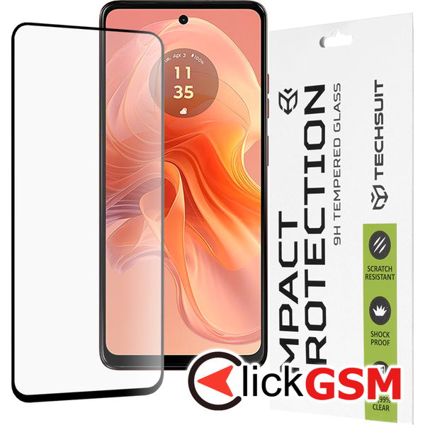 Techsuit - 111D Full Cover / Full Glue Glass - Motorola Moto G04 /G04s / Moto G24 / Moto G24 Power / Moto E14 - Black