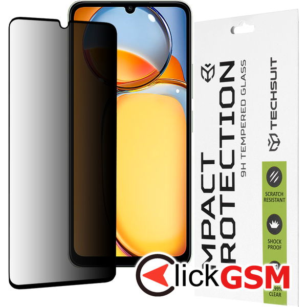 Techsuit - 111D Privacy Full Glue - Xiaomi Redmi 13C 4G / 13C 5G / Poco C65 - Black