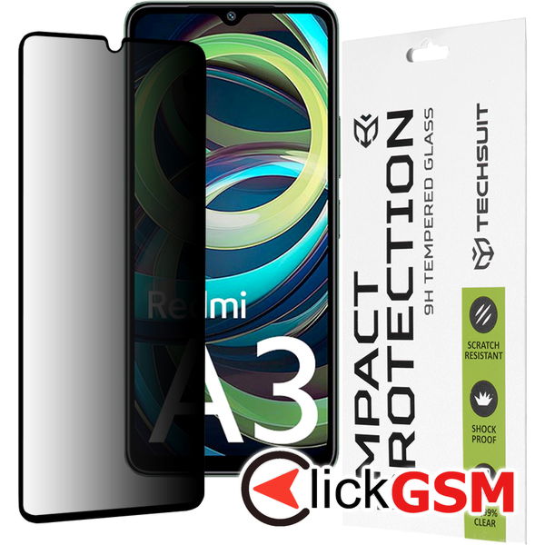 Techsuit - 111D Privacy Full Glue - Xiaomi Redmi A3 / Redmi A3x - Black