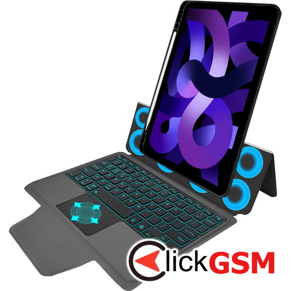 Techsuit - KeyTab Pro + Screen Protector (with RGB Wireless Keyboard/Stylus Pen Holder) - iPad Air 4 (2020)/Air 5 (2022)/Air 11 (2024) - Black