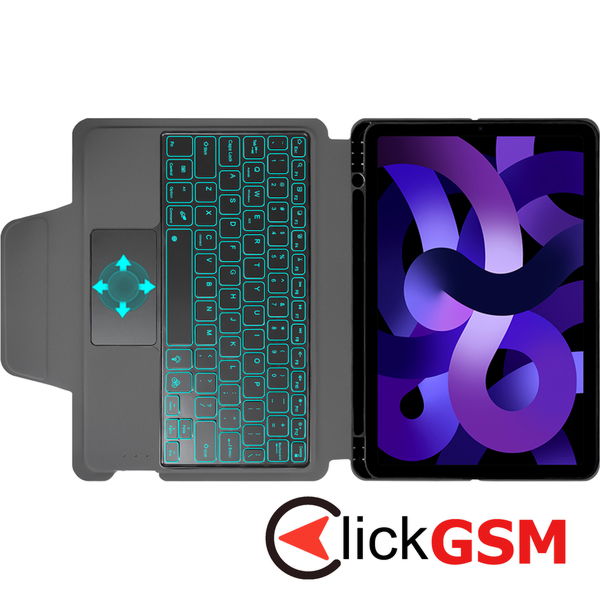 Techsuit - KeyTab Pro + Screen Protector (with RGB Wireless Keyboard/Stylus Pen Holder) - iPad Air 4 (2020)/Air 5 (2022)/Air 11 (2024) - Black