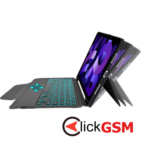 Techsuit - KeyTab Pro + Screen Protector (with RGB Wireless Keyboard/Stylus Pen Holder) - iPad Air 4 (2020)/Air 5 (2022)/Air 11 (2024) - Black