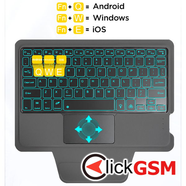 Techsuit - KeyTab Pro + Screen Protector (with RGB Wireless Keyboard/Stylus Pen Holder) - iPad Air 4 (2020)/Air 5 (2022)/Air 11 (2024) - Black