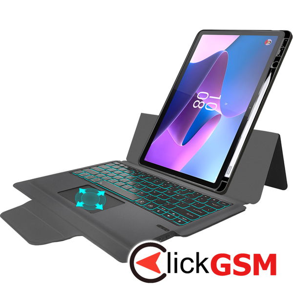 Techsuit - KeyTab Pro + Screen Protector (with RGB Wireless Keyboard/Stylus Pen Holder) - Lenovo Tab P11 Pro Gen 2 11.2 - Black