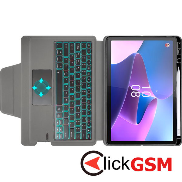Techsuit - KeyTab Pro + Screen Protector (with RGB Wireless Keyboard/Stylus Pen Holder) - Lenovo Tab P11 Pro Gen 2 11.2 - Black