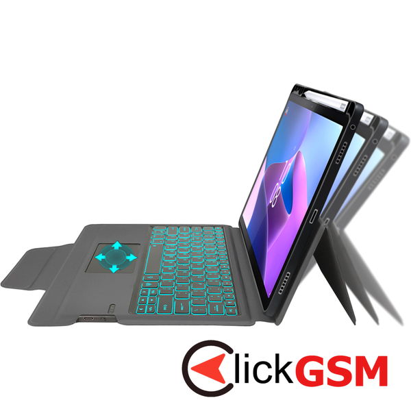 Techsuit - KeyTab Pro + Screen Protector (with RGB Wireless Keyboard/Stylus Pen Holder) - Lenovo Tab P11 Pro Gen 2 11.2 - Black