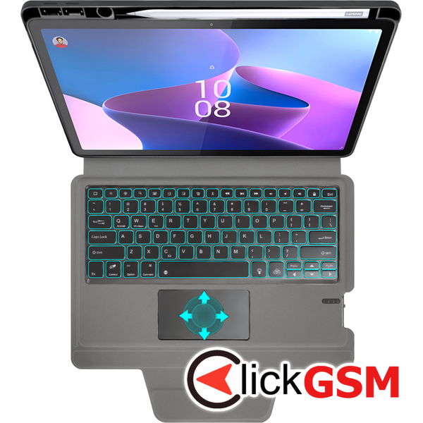 Techsuit - KeyTab Pro + Screen Protector (with RGB Wireless Keyboard/Stylus Pen Holder) - Lenovo Tab P11 Pro Gen 2 11.2 - Black