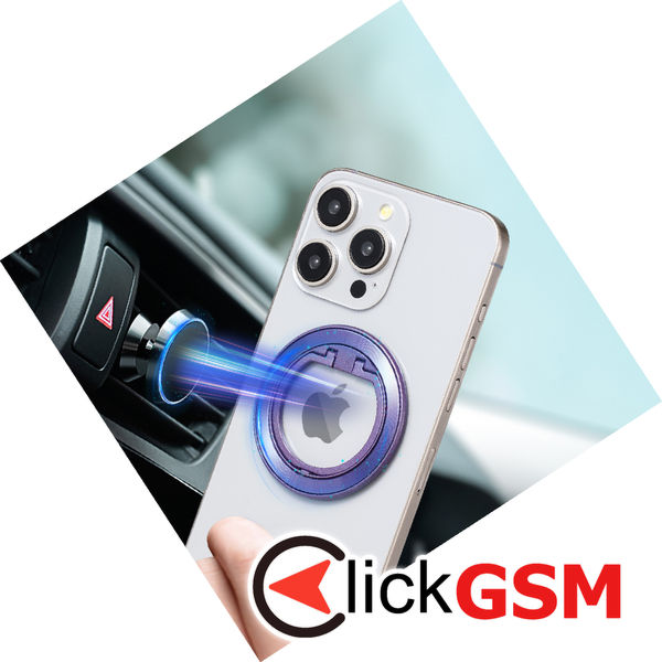 Techsuit - MagSafe Phone Ring (MPR2) - Round Shape, Aluminium Alloy - Silver / Light Purple