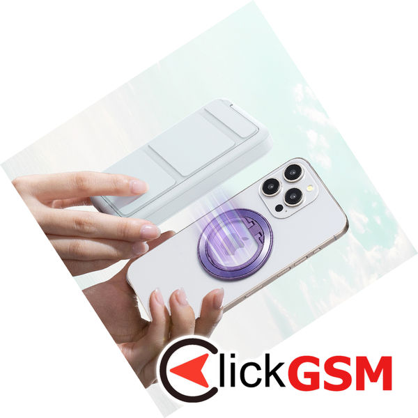 Techsuit - MagSafe Phone Ring (MPR2) - Round Shape, Aluminium Alloy - Silver / Light Purple