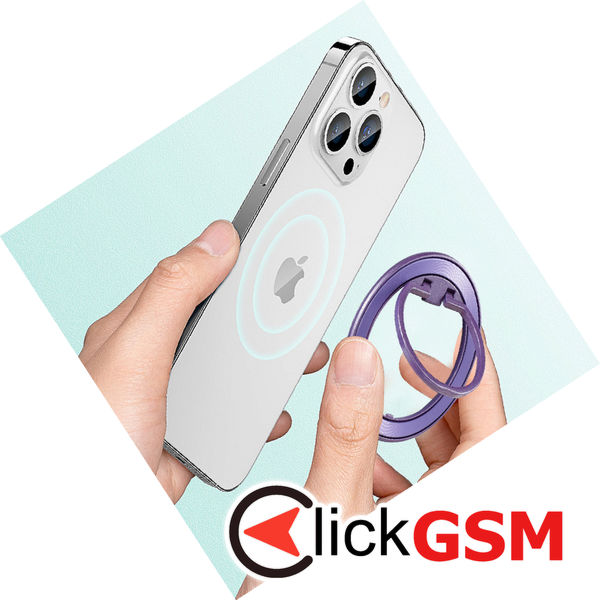 Techsuit - MagSafe Phone Ring (MPR2) - Round Shape, Aluminium Alloy - Silver / Light Purple