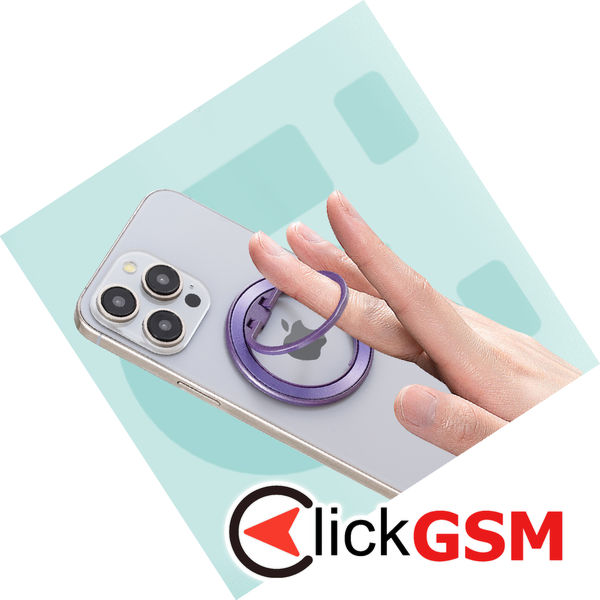 Techsuit - MagSafe Phone Ring (MPR2) - Round Shape, Aluminium Alloy - Silver / Light Purple