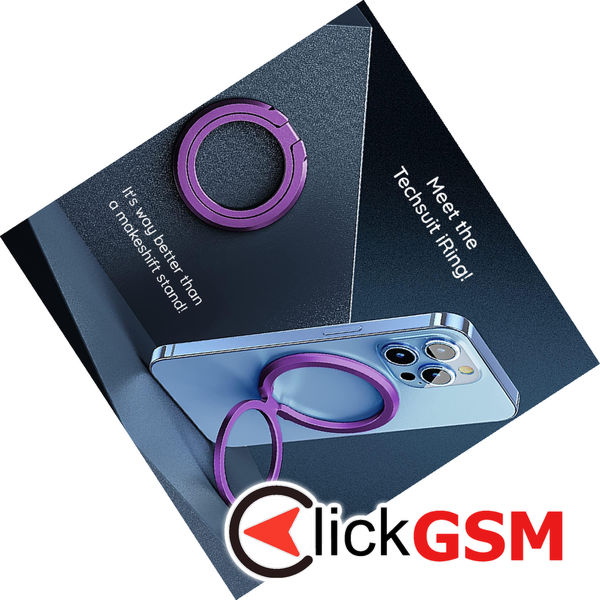 Techsuit - MagSafe Phone Ring (MPR3) - Round Shape, Aluminium Alloy, 3M - Purple