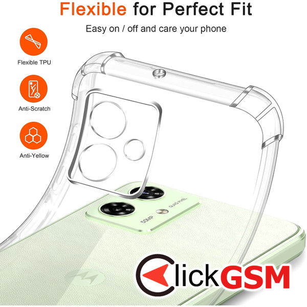 Techsuit - Shockproof Clear Silicone - Motorola Moto G54 Power Edition / G64 - Clear