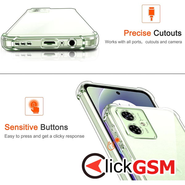 Techsuit - Shockproof Clear Silicone - Motorola Moto G54 Power Edition / G64 - Clear