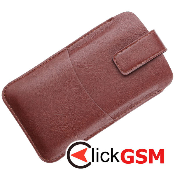Techsuit - Belt Phone Case (BPC1) - from Premium Eco Leather, with Belt Holder, for Aprox. 6.7 inch, Size L - Brown