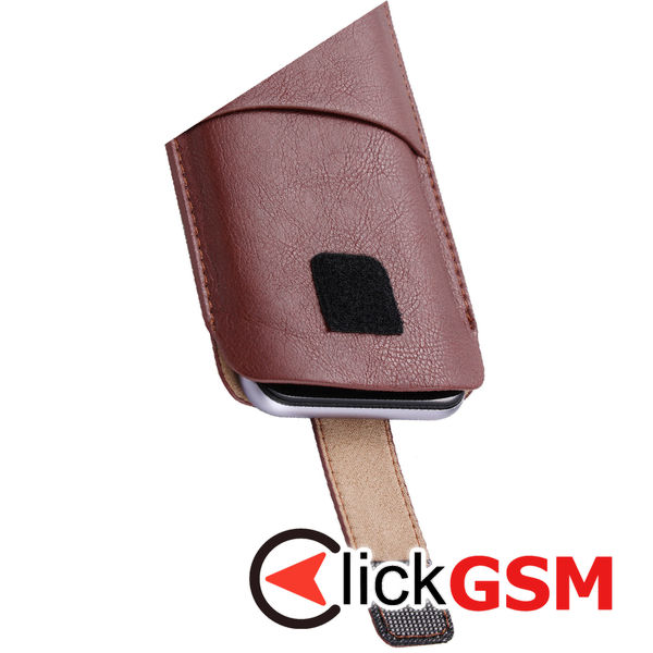 Techsuit - Belt Phone Case (BPC1) - from Premium Eco Leather, with Belt Holder, for Aprox. 6.7 inch, Size L - Brown