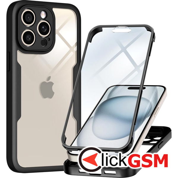 Techsuit - ColorVerse 360 Series + Screen Protector - iPhone 15 Pro Max - Black