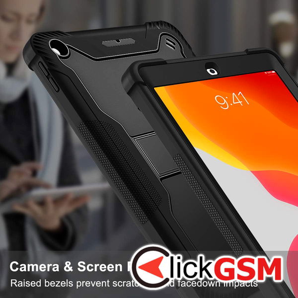 Techsuit - Rugged TabShell + Screen Protector - iPad 10.2 (2019/2020/2021) - Black