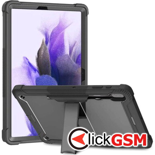Techsuit - Rugged TabShell + Screen Protector - Samsung Galaxy Tab S7 FE - Black