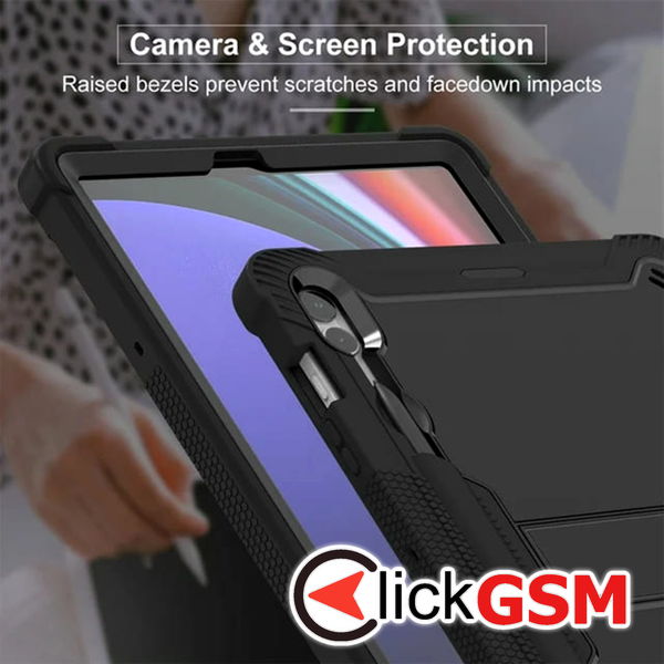 Techsuit - Rugged TabShell + Screen Protector - Samsung Galaxy Tab S9 Plus / S10 Plus - Black