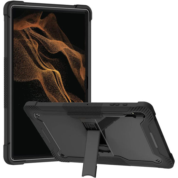 Techsuit - Rugged TabShell + Screen Protector - Samsung Galaxy Tab S8 Ultra / S9 Ultra / S10 Ultra - Black