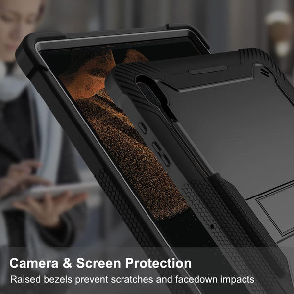 Techsuit - Rugged TabShell + Screen Protector - Samsung Galaxy Tab S8 Ultra / S9 Ultra / S10 Ultra - Black