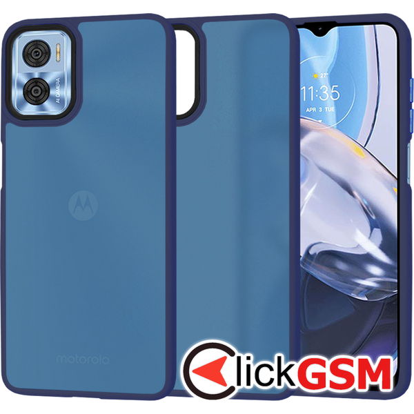 Techsuit - HaloFrost Series - Motorola Moto E22 / Moto E22i - Deep Blue