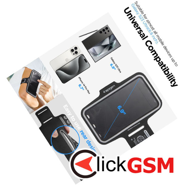 Spigen - Sports Armband Dynamic Shield (A703) - Waterproof, Lightweight, 6.9 inch - Black