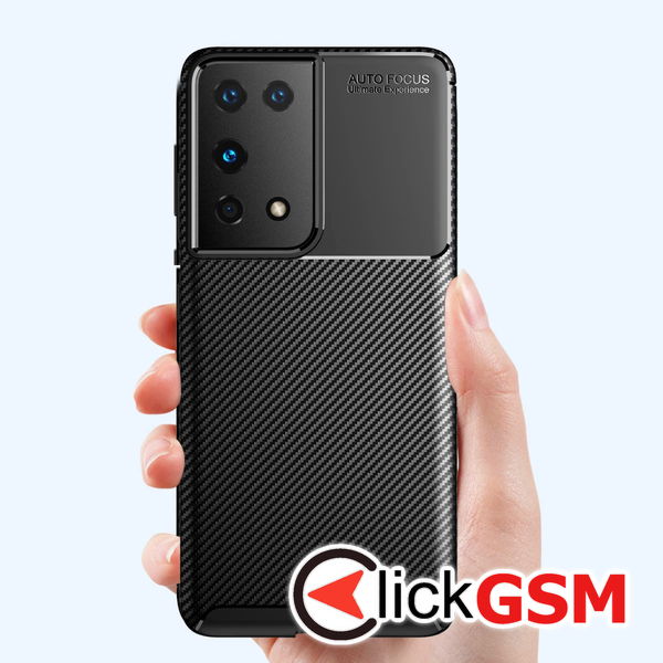 Techsuit - CarbonFiber - Samsung Galaxy S21 Ultra 5G - Black