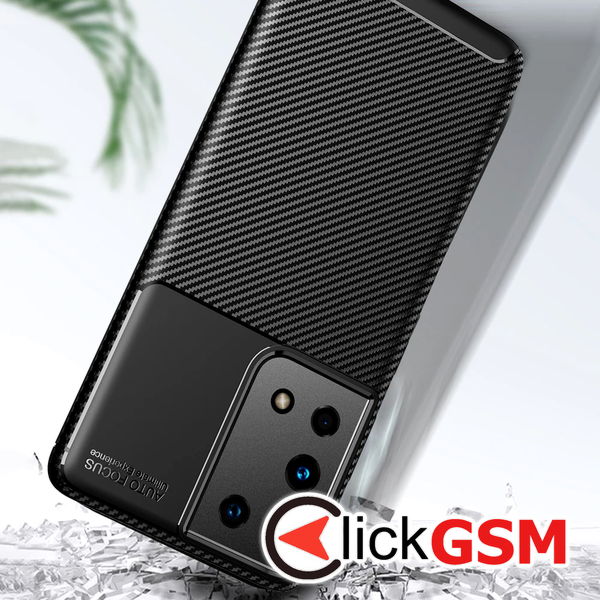 Techsuit - CarbonFiber - Samsung Galaxy S21 Ultra 5G - Black