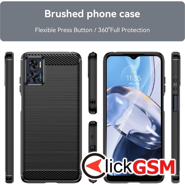 Techsuit - Carbon Silicone - Motorola Moto E22 / Moto E22i - Blue