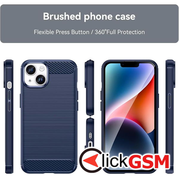 Techsuit - Carbon Silicone - iPhone 15 Plus - Blue