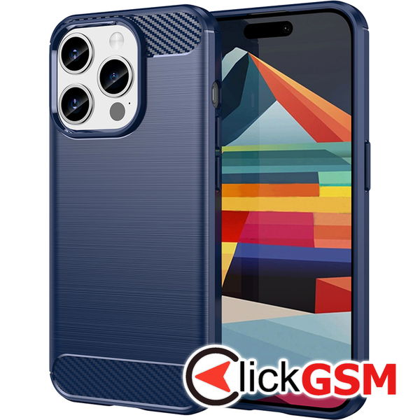 Techsuit - Carbon Silicone - iPhone 15 Pro Max - Blue