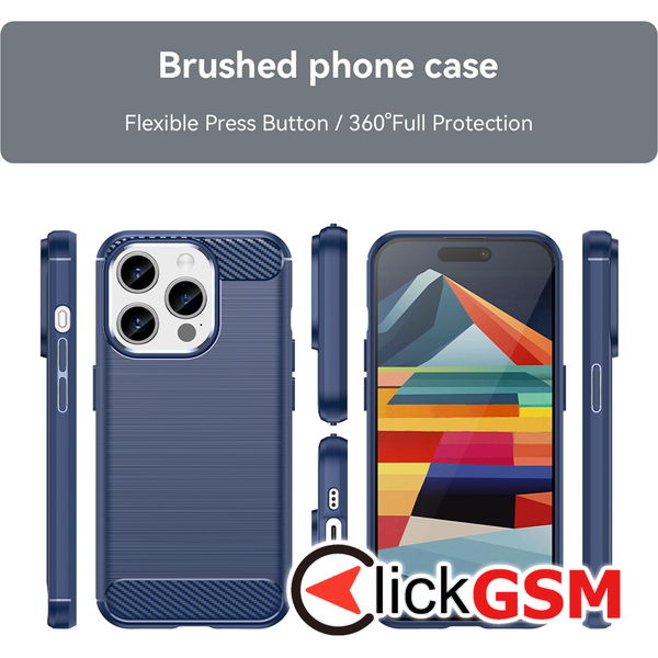 Techsuit - Carbon Silicone - iPhone 15 Pro Max - Blue