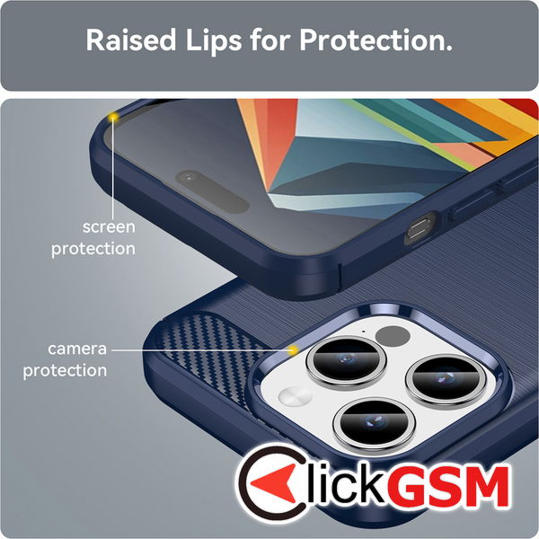 Techsuit - Carbon Silicone - iPhone 15 Pro Max - Blue