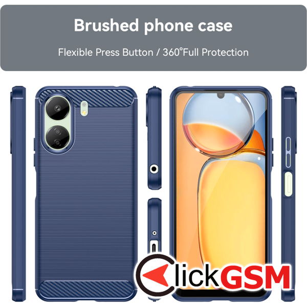 Techsuit - Carbon Silicone - Xiaomi Redmi 13C 4G / 13C 5G / C65 - Blue