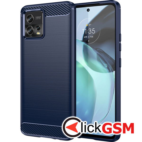 Techsuit - Carbon Silicone - Motorola Moto G72 - Blue