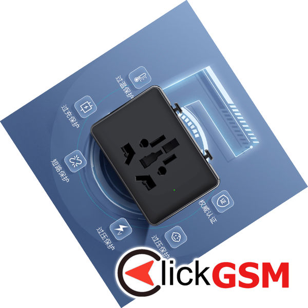 Techsuit - Travel Adapter (HHT203A) - PD20W, 2 x USB, 2 x Type-C, EU, UK, AUS, US - Black