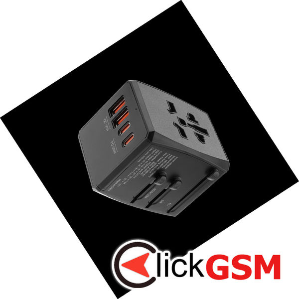 Techsuit - Travel Adapter (HHT904) - PD20W, 2 x USB, 2 xType-C, EU, UK, AUS, US - Black