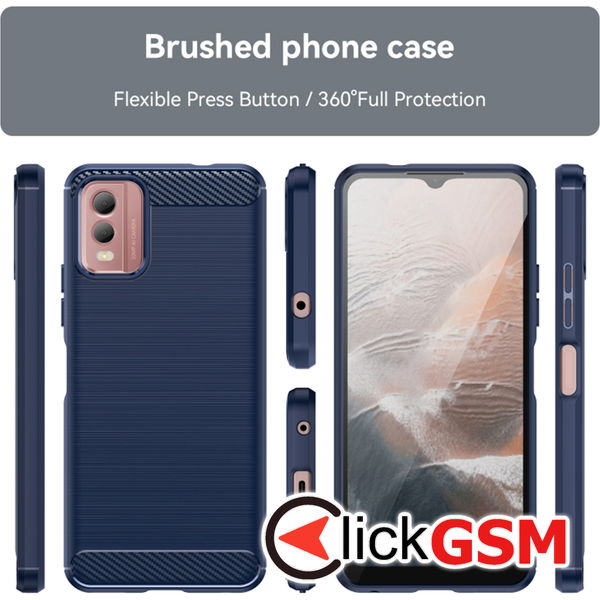 Techsuit - Carbon Silicone - Nokia C32 - Blue