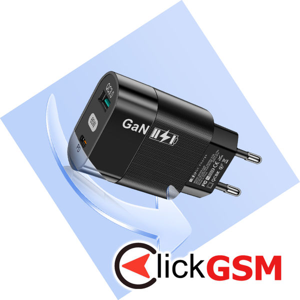 Techsuit - Wall Charger (CHPD131) - GaN, USB, Type-C, Fast Charge, 65W - Black