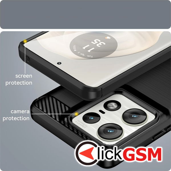 Techsuit - Carbon Silicone - Motorola Edge 50 Ultra - Black