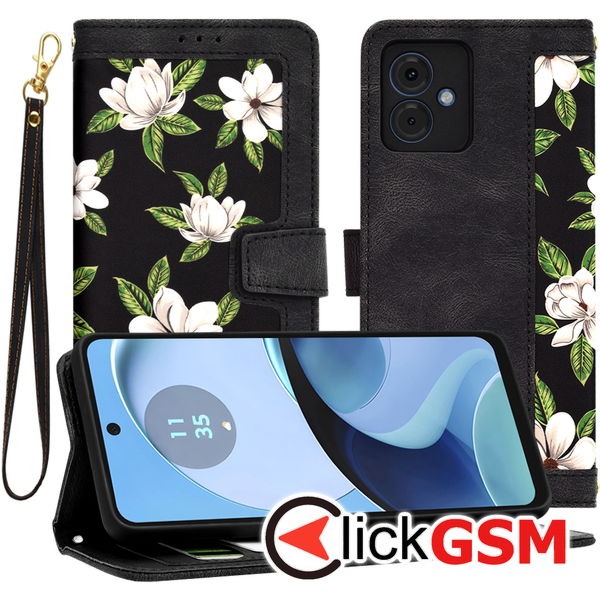 Techsuit - FlipCraft - Motorola Moto G14 - Flowers of the Dawn