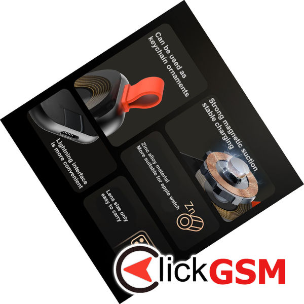 Lito - Magnetic Wireless Charger (LC03) - for Apple Watch, with Keyring, Charge On the Go, 3.5W, 1A - White