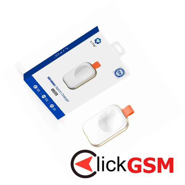 Lito - Magnetic Wireless Charger (LC03) - for Apple Watch, with Keyring, Charge On the Go, 3.5W, 1A - White