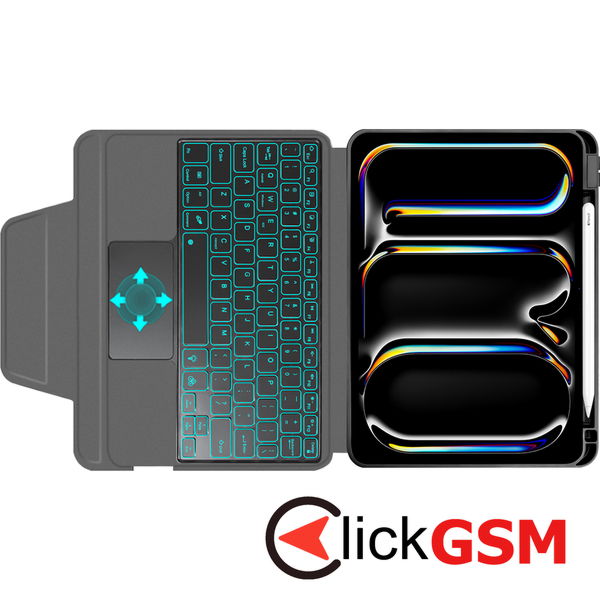 Techsuit - KeyTab Pro + Screen Protector (with RGB Wireless Keyboard/Stylus Pen Holder) - iPad Pro 11 (2024) - Black