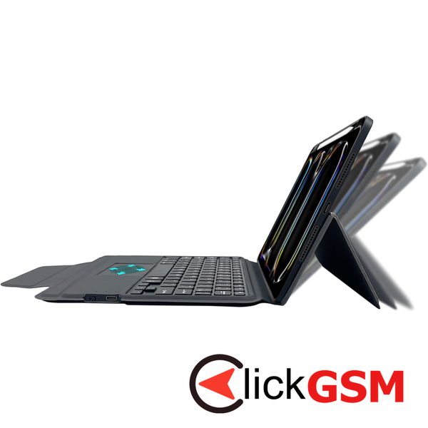 Techsuit - KeyTab Pro + Screen Protector (with RGB Wireless Keyboard/Stylus Pen Holder) - iPad Pro 11 (2024) - Black