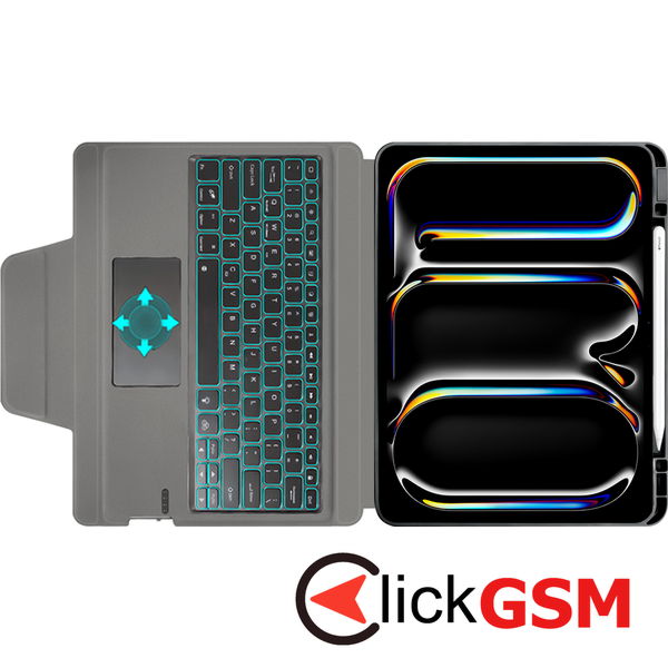 Techsuit - KeyTab Pro + Screen Protector (with RGB Wireless Keyboard/Stylus Pen Holder) - iPad Pro 13 (2024) - Black