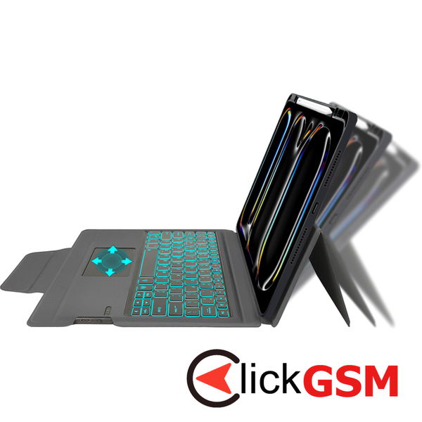 Techsuit - KeyTab Pro + Screen Protector (with RGB Wireless Keyboard/Stylus Pen Holder) - iPad Pro 13 (2024) - Black