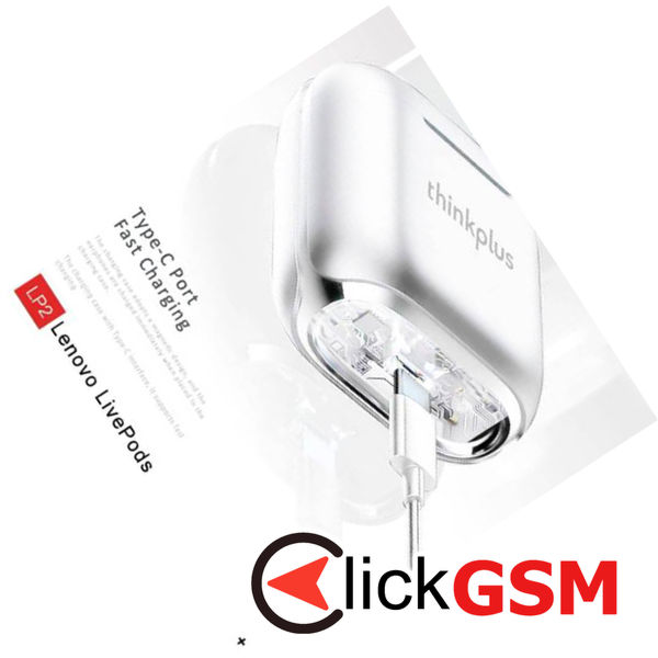 Lenovo - Wireless Earbuds ThinkPlus LivePods (LP2) - Bluetooth 5.1, Noise Cancelling, Waterfproof - White